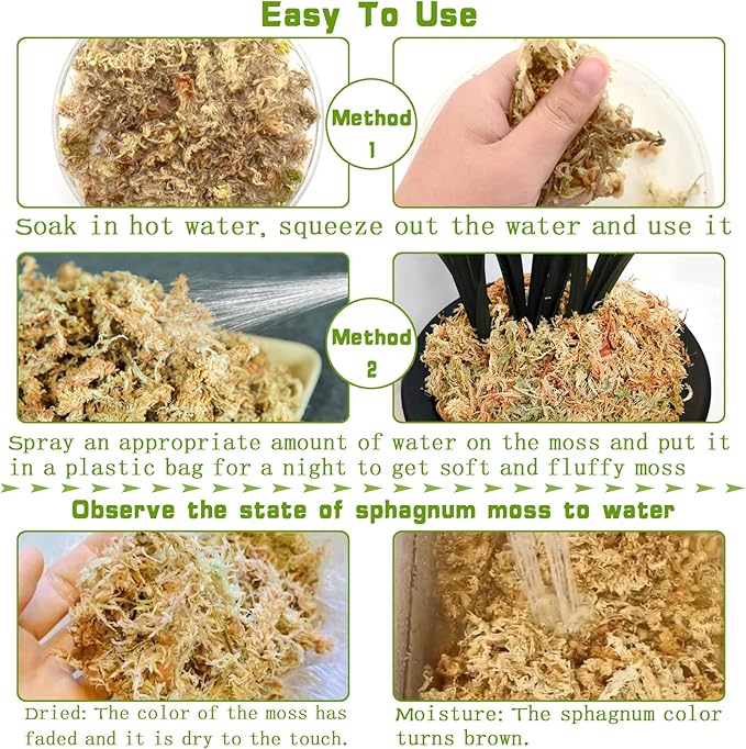 Legigo 1.2LBS Premium Sphagnum Moss for Plants- 20QT Natural Succulent Carnivorous Plant Moss Dried, Long Fiber Orchid Moss for Orchid Repotting Succulent Sarracenia Potted Plants Gardening & Reptiles