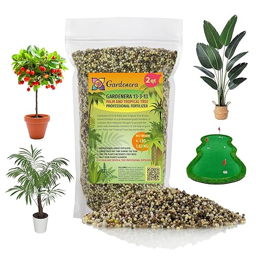 Premium 13-3-13 All-Season Fast Acting Landscape and Ornamental Fertilizer by Gardenera - Promotes Biomass Growth and Vibrant Leaf Color - 2 Quart
