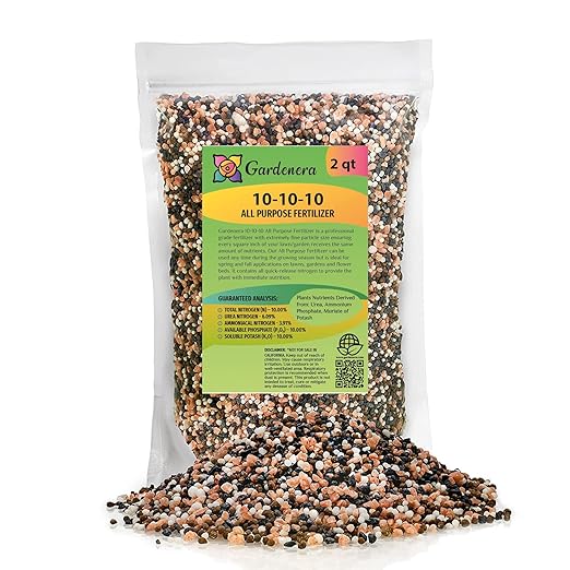 All-Purpose Planting and Growing Food 10-10-10 Fertilizer by Gardenera - Boost Your Garden's Growth - 2 Quart