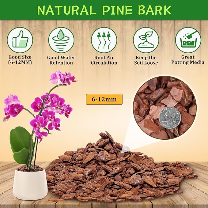 Legigo 2 Quarts Organic Orchid Potting Bark- All Natural Orchid Bark Potting Mix Pine Bark Wood Chips for Houseplant Mulch, Orchid Plants Root Development, Mulch for Potted Plants