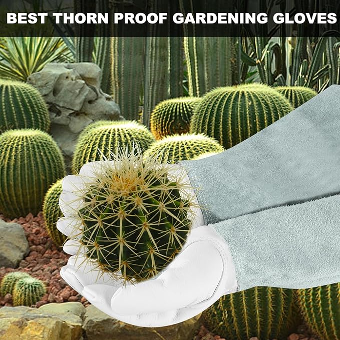 Long-Gardening-Gloves Women/Men-Thorn Proof Rose Pruning Heavy Duty Gauntlet-S