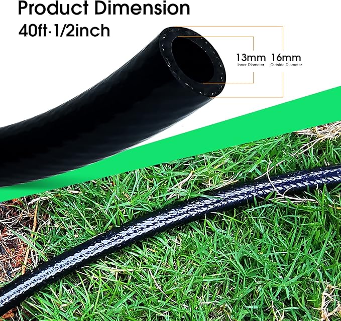 40 FT 1/2 inch Drip Irrigation Tubing Main Line Hose Tube for Garden Irrigation System