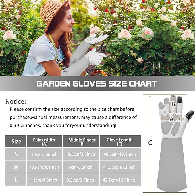 Long-Gardening-Gloves for Women/Men - Thorn Proof Rose Pruning Gloves Heavy Duty Gauntlet-S