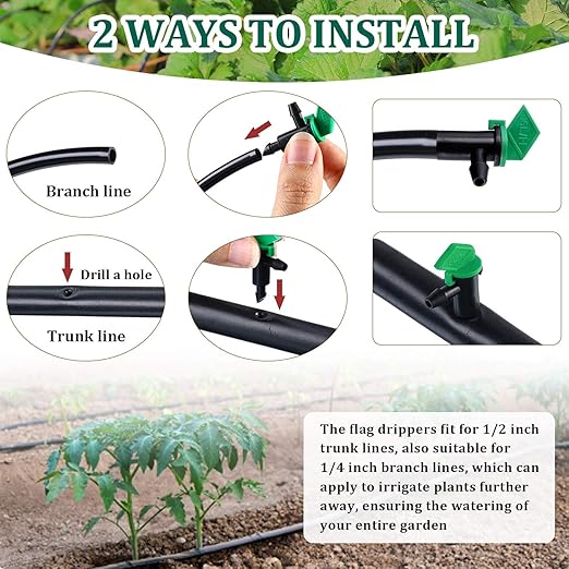 Mudder 60 Pieces 4GPH Irrigation Drip Emitter Garden Flag Irrigation Dripper, Trees and Shrubs