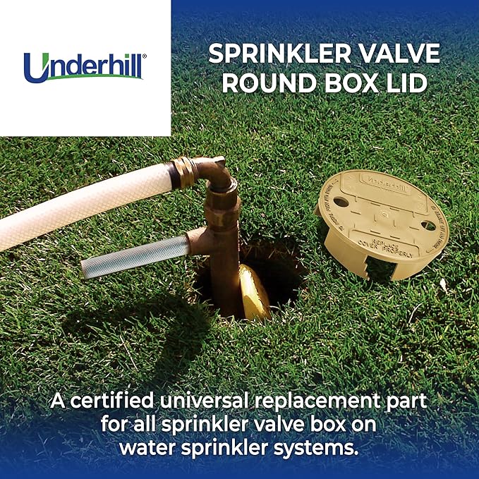 Underhill Sprinkler Valve Round Box Lid, VersaLid 6” to 7” Universal Cover for Automatic Irrigation System, Lawn, Yard, Outside, Tan, VL-6T