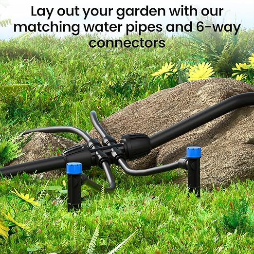 MIXC 50 FT 1/2 Inch Drip Irrigation Tubing Kit:Premium Garden and Landscape Watering System with 4 Quick Connector 4-Way Connector