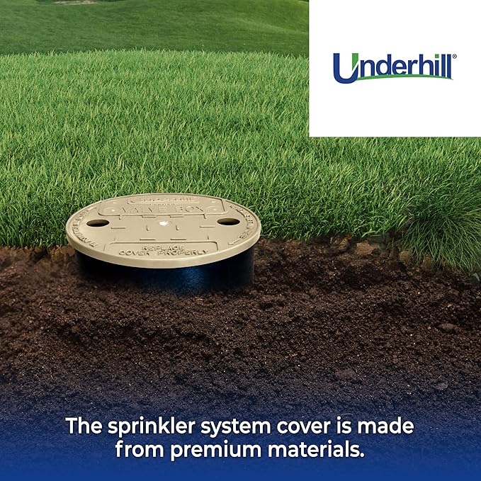 Underhill Sprinkler Valve Round Box Lid, VersaLid 6” to 7” Universal Cover for Automatic Irrigation System, Lawn, Yard, Outside, Tan, VL-6T